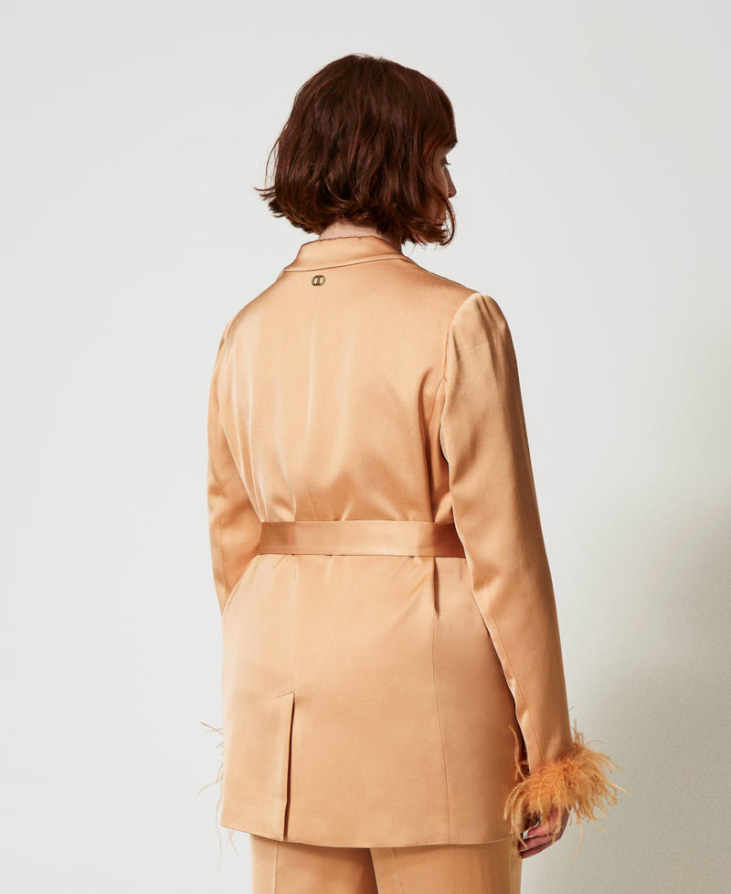 Scee by twin set Giacca blazer in raso con piume Italy