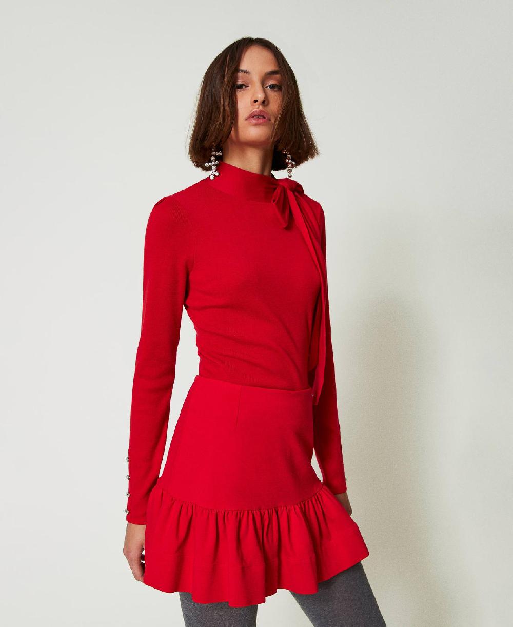 Scee by twin set Maglia lupetto con fiocco e ricamo Promozione
