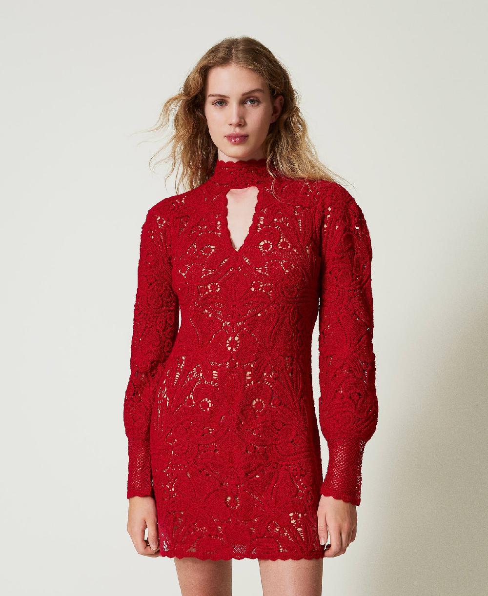 Scee by twin set Abito corto in maglia crochet a fiori Spedizione Gratuita