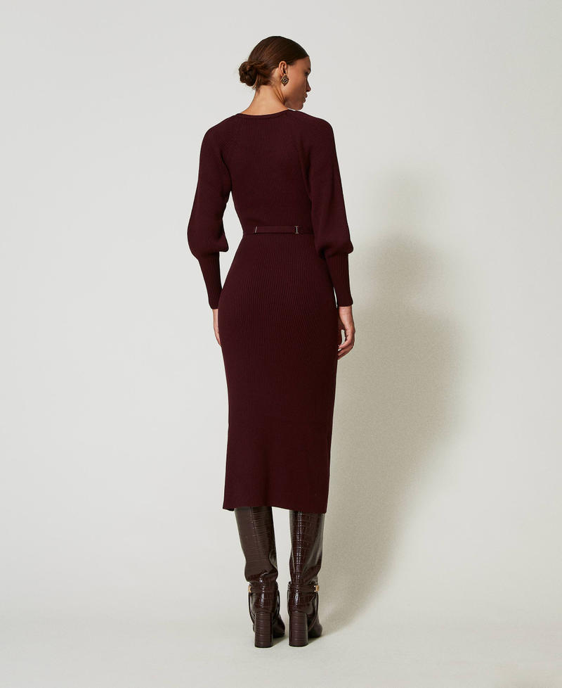 Scee by twin set Abito lungo in maglia a costine con cintura Qualità Garantita