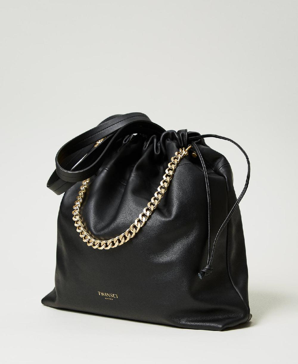 Scee by twin set Borsa shopper grande in pelle con coulisse Prezzo Ridotto