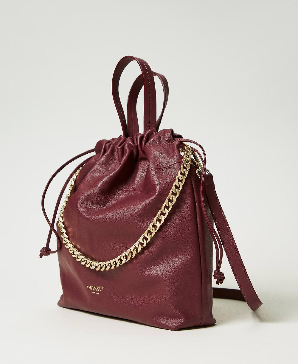 Scee by twin set Borsa shopper media in pelle con coulisse Outlet