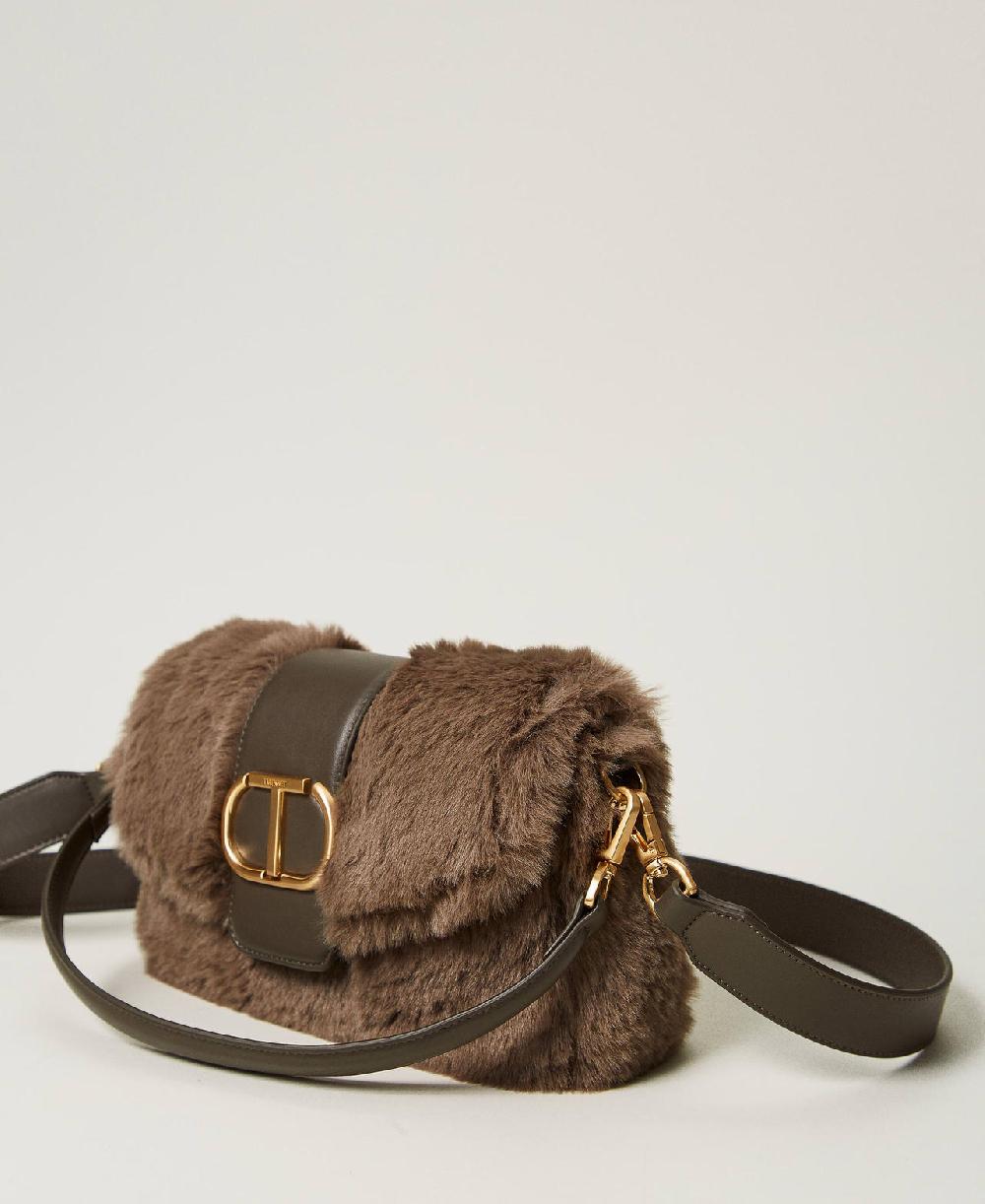 Scee by twin set Borsa a tracolla 'Amie' media in faux fur Vendita Calda