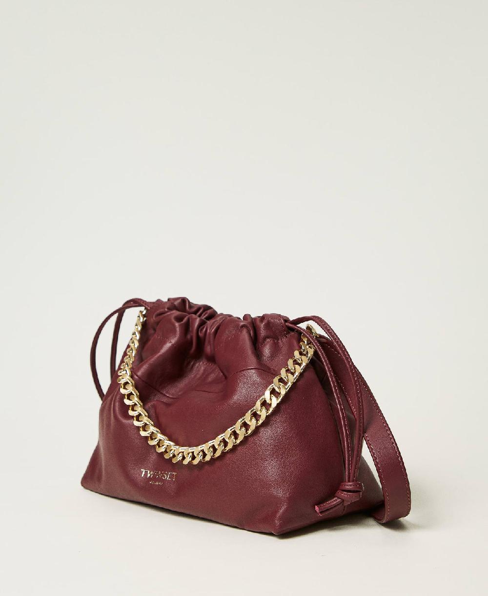 Scee by twin set Borsa a tracolla in pelle con coulisse Saldi Di Fabbrica