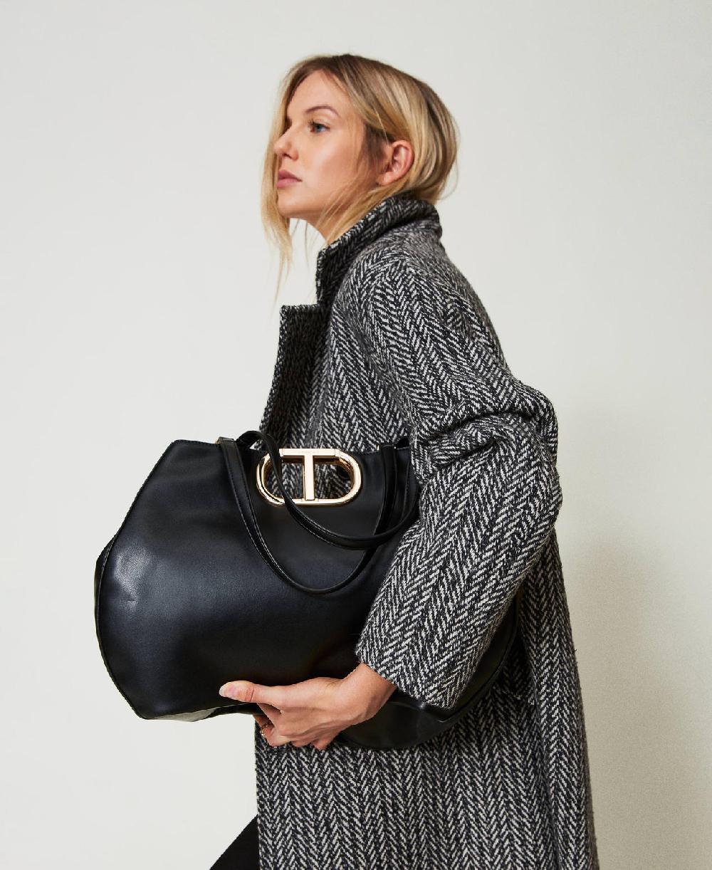 Scee by twin set Borsa shopper 'Lila' con manico Oval T Nuova