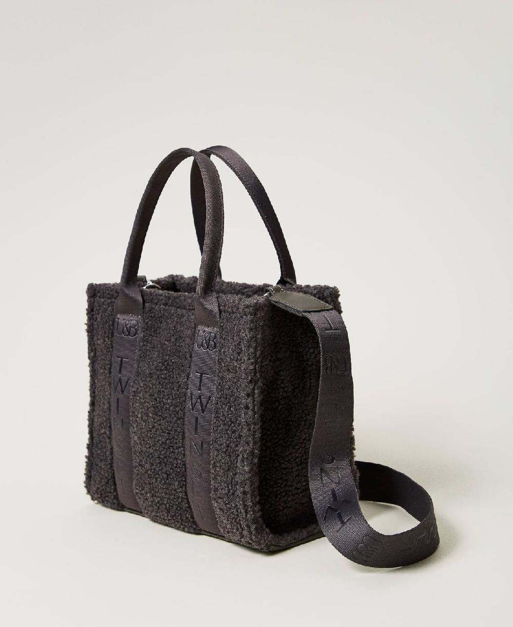 Scee by twin set Borsa shopper in faux fur effetto furry 2025