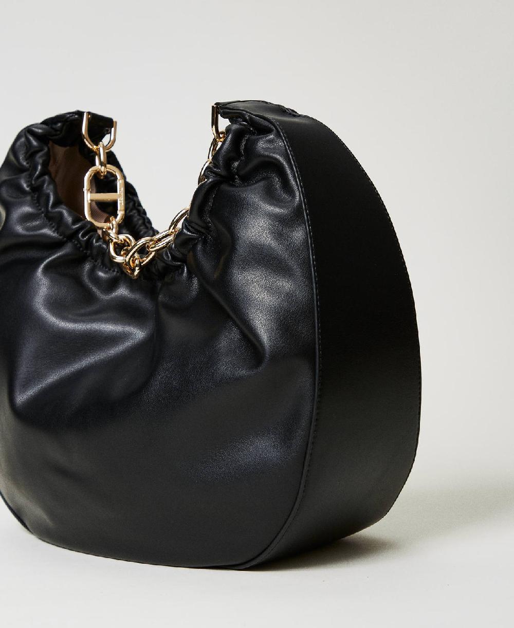 Scee by twin set Borsa hobo ‘Croissant’ con arricciatura e Oval T Italia