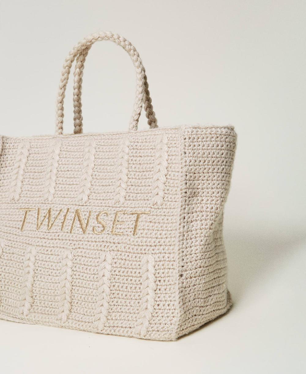 Scee by twin set Borsa shopper 'Bohémienne' tricot con logo Qualità Garantita