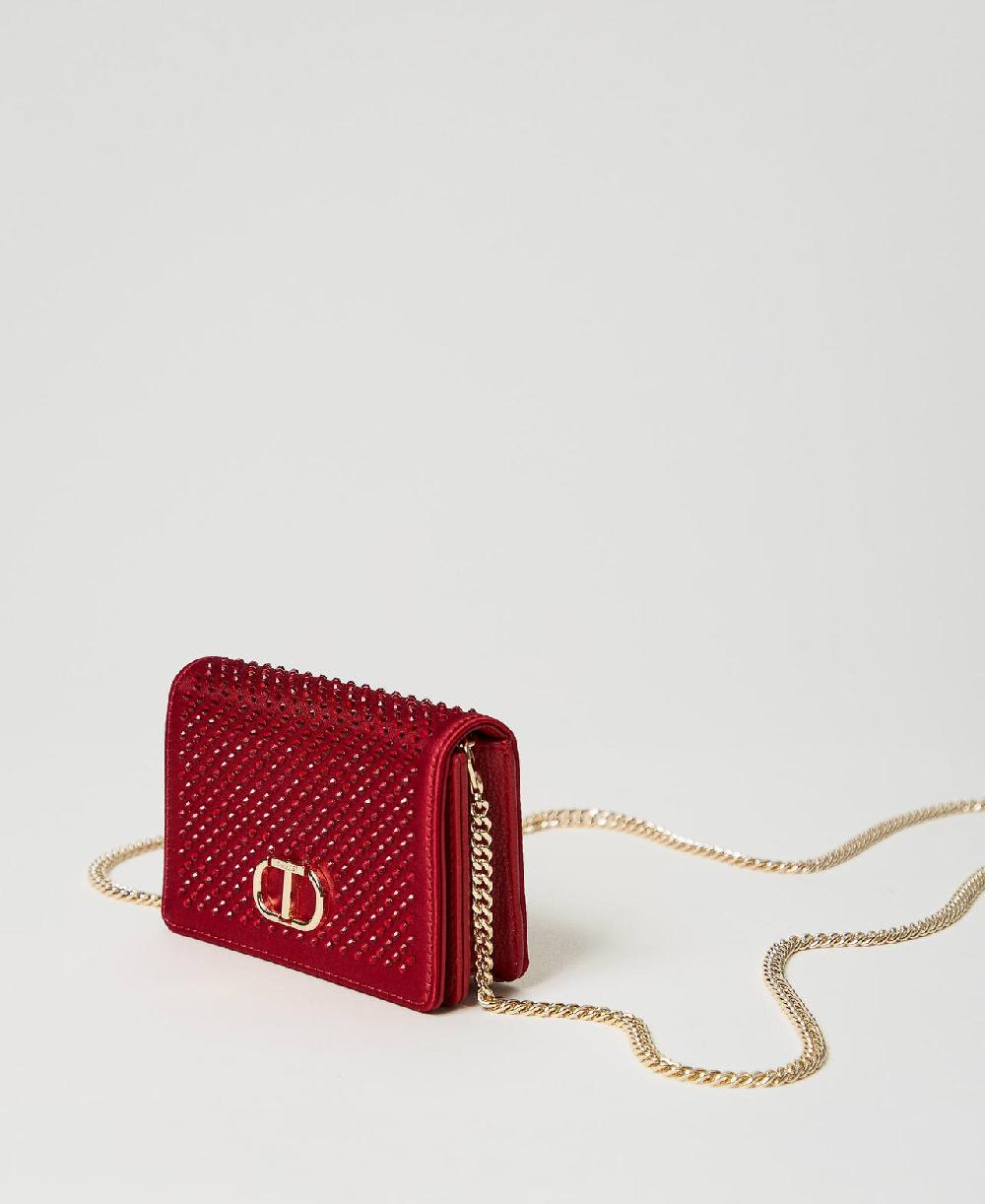 Scee by twin set Mini borsa a tracolla in raso con strass Prezzo Ridotto