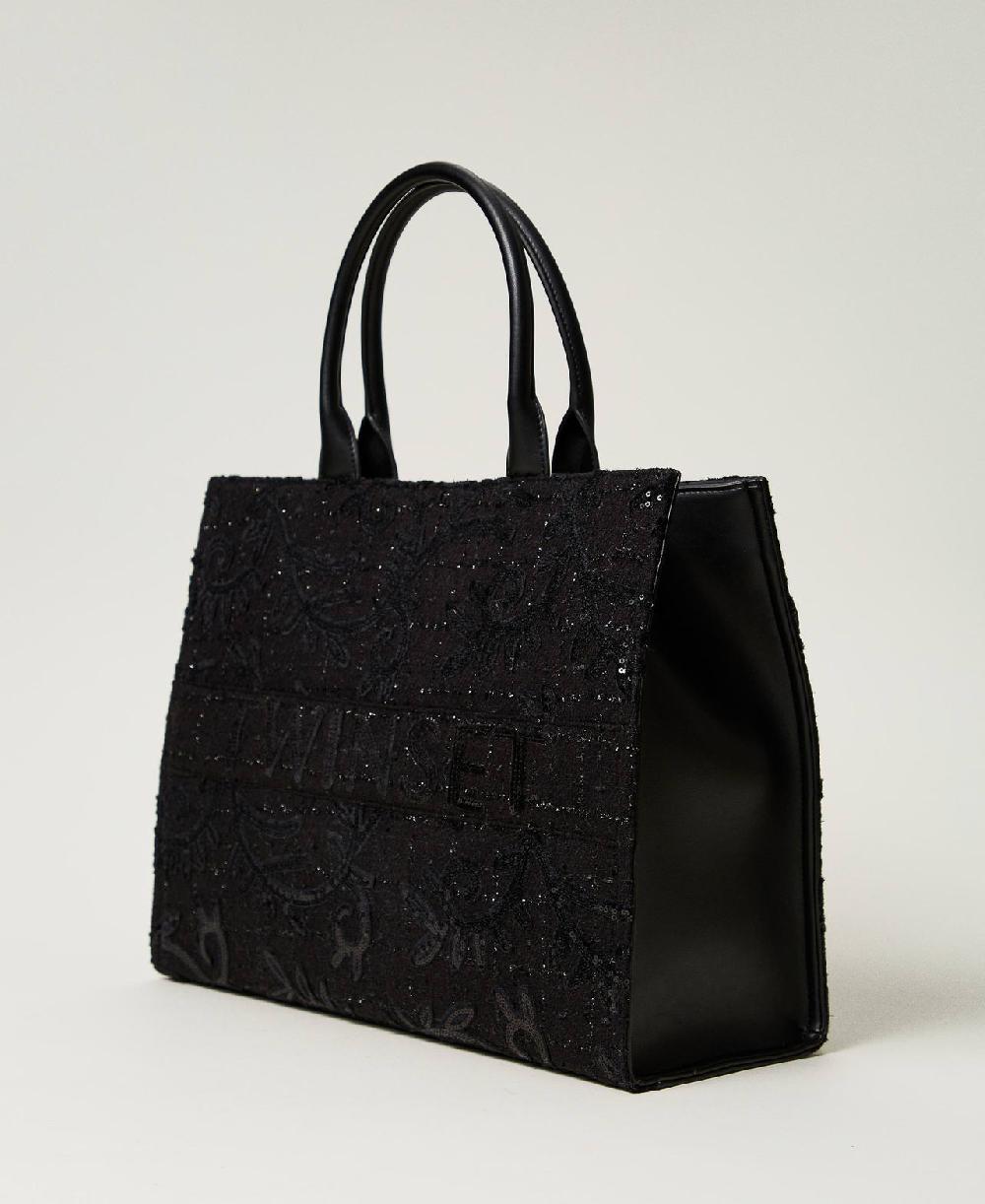 Scee by twin set Borsa shopper 'Victoria' con ricamo e logo Outlet