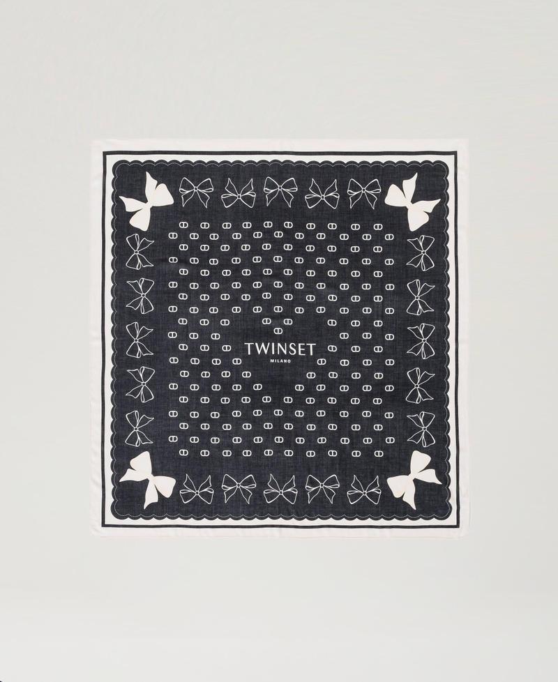 Scee by twin set Kefiah con stampa fiocchi e logo Vendita Calda