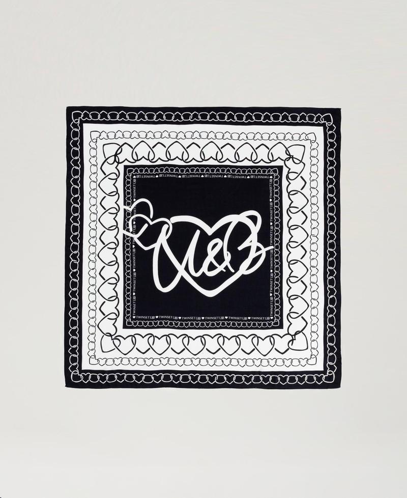 Scee by twin set Kefiah con stampa a cuori Saldi Di Fabbrica
