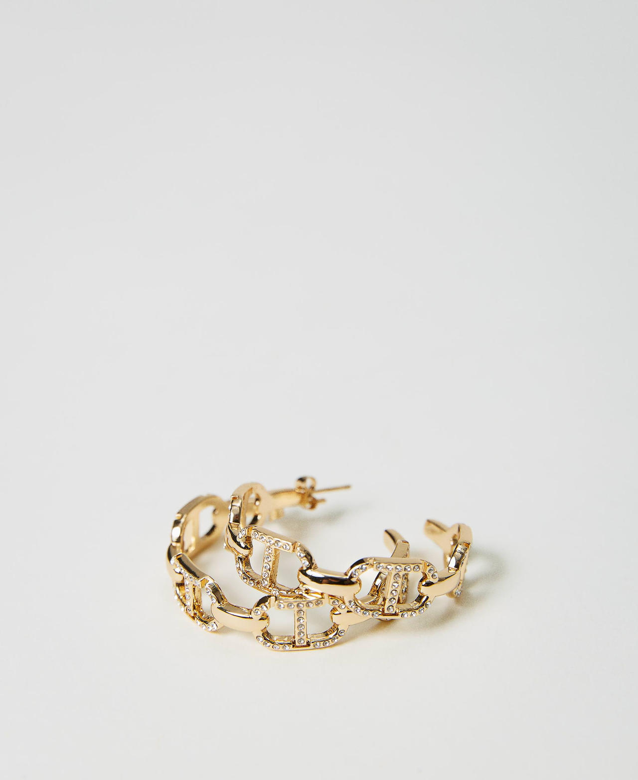 Scee by twin set Orecchini con catena Oval T e strass Sottocosto