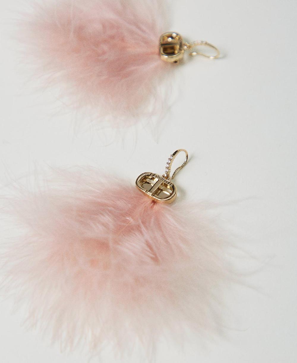 Scee by twin set Orecchini con piume e Oval T Presa