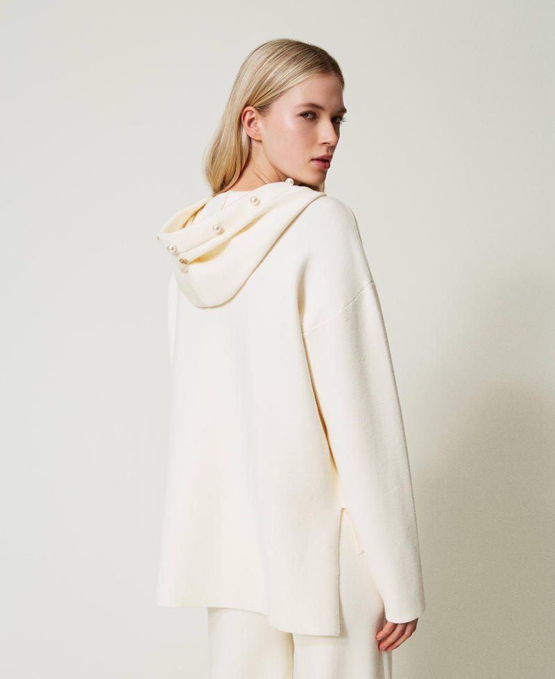 Scee by twin set Maglia con cappuccio e perle Italy
