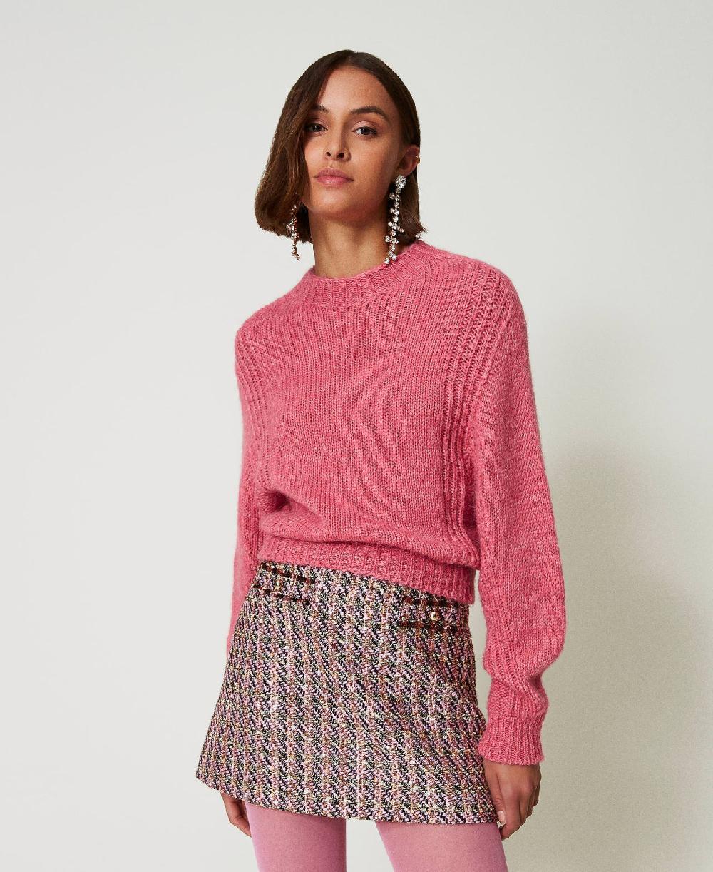 Scee by twin set Maglia lupetto in misto lana seamless Italia