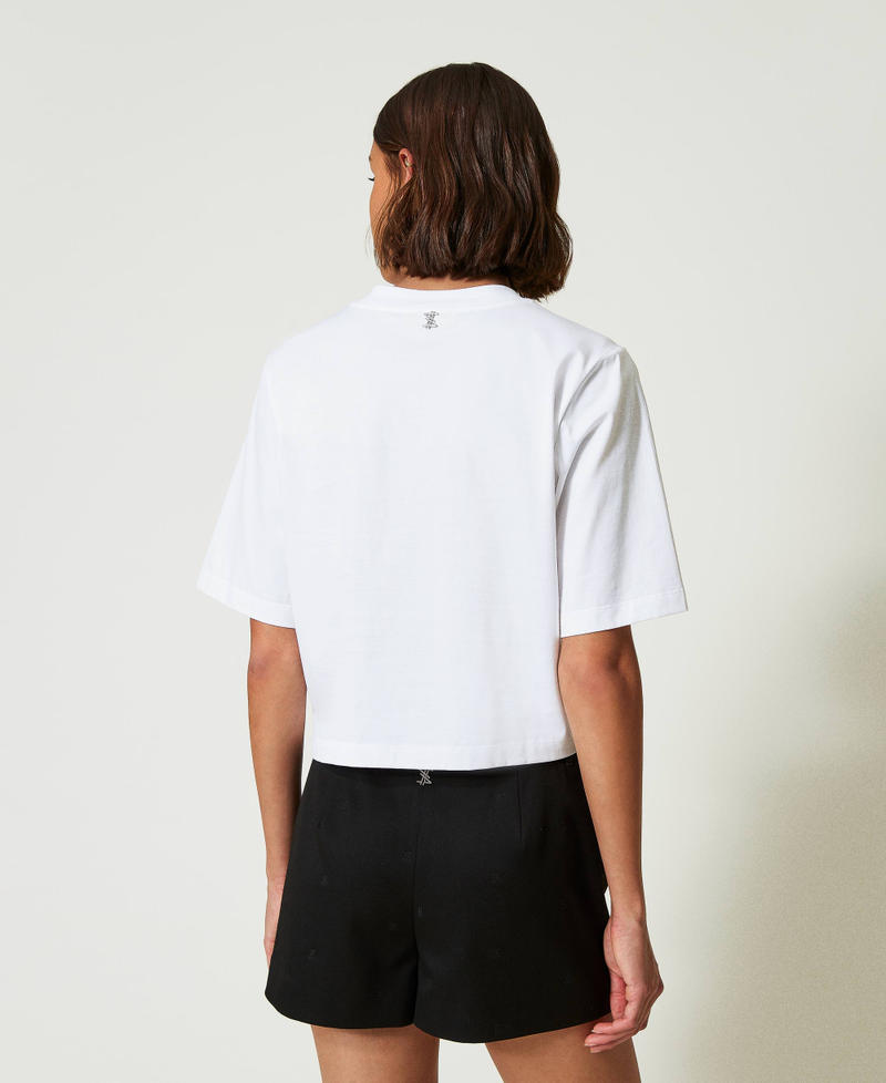 Scee by twin set T-shirt boxy MYFO con stampa e paillettes Consegna Veloce
