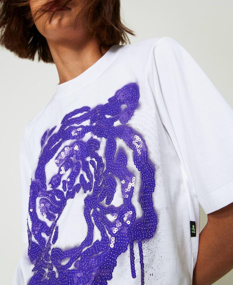Scee by twin set T-shirt boxy MYFO con stampa e paillettes Consegna Veloce