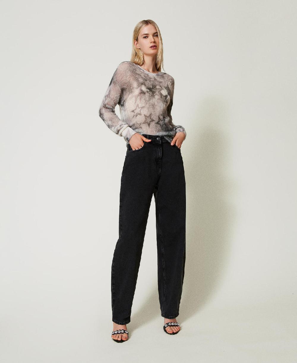Scee by twin set Jeans nero carrot fit cinque tasche Sottocosto