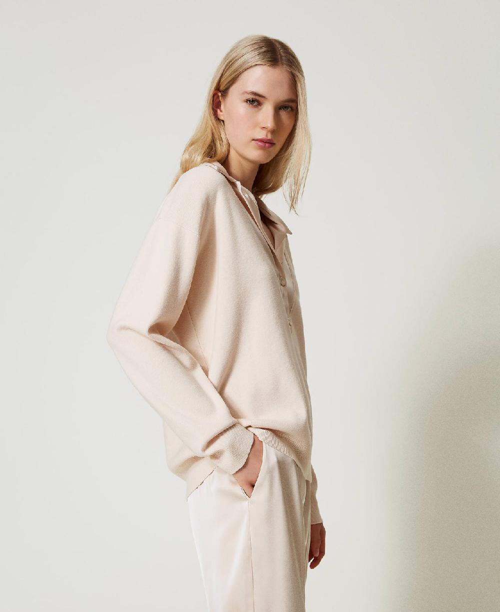 Scee by twin set Maglia con colletto in raso Novità
