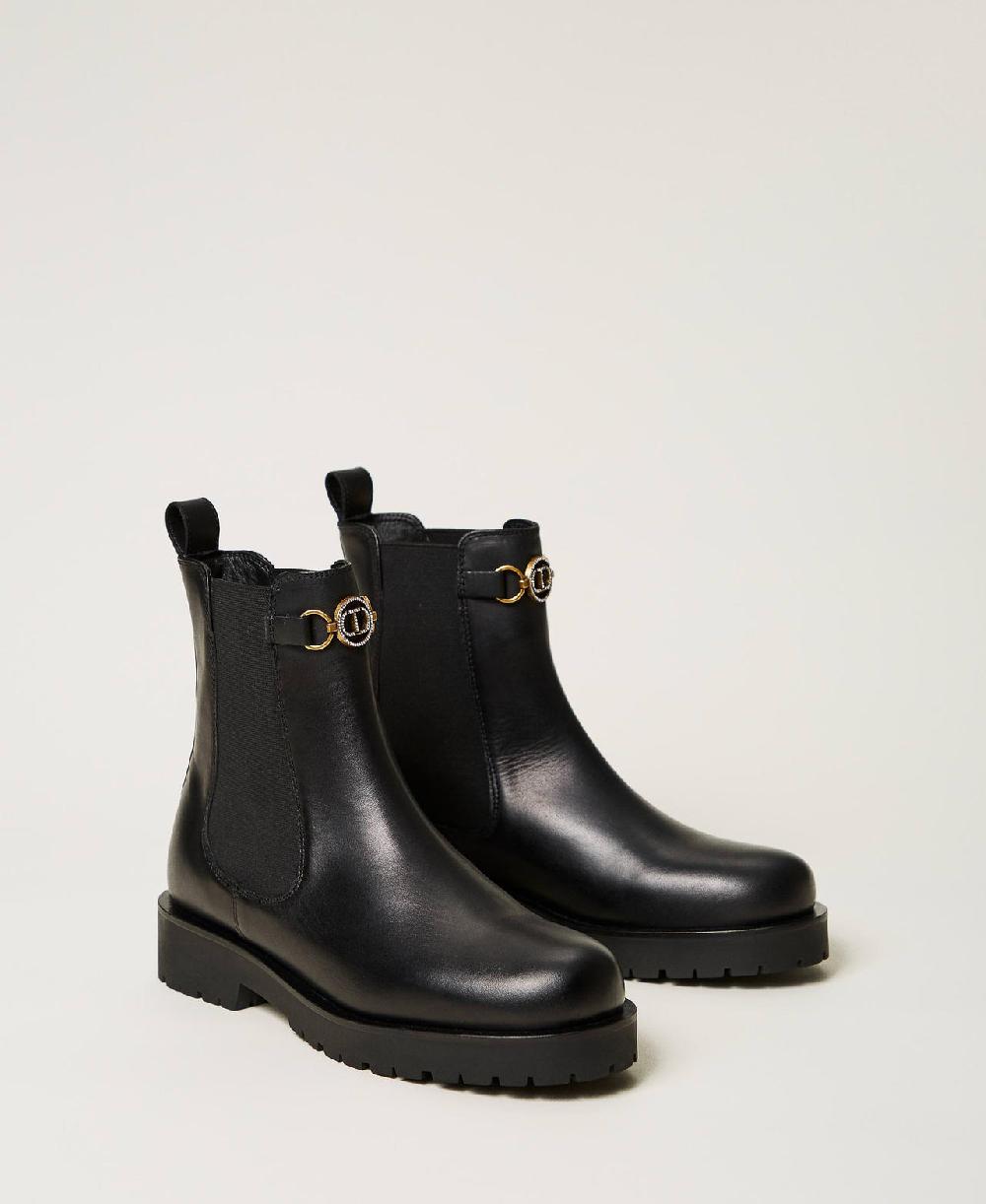 Scee by twin set Stivali chelsea in pelle con Oval T Vendita Calda
