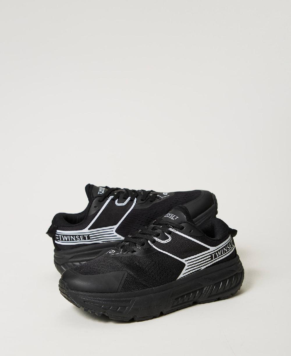 Scee by twin set Sneakers Fessura a righe con logo a contrasto Saldi Di Fabbrica