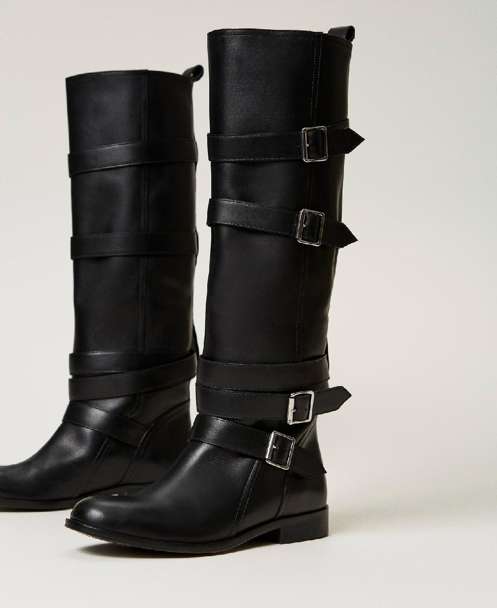 Scee by twin set Stivali in pelle con cinturini Consegna Veloce