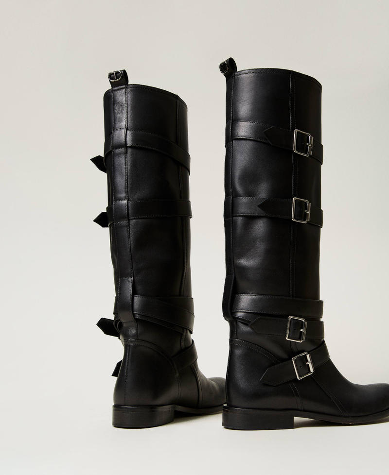 Scee by twin set Stivali in pelle con cinturini Consegna Veloce
