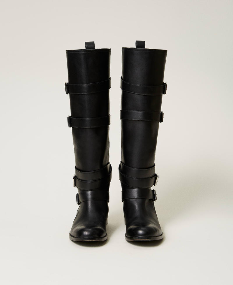Scee by twin set Stivali in pelle con cinturini Consegna Veloce