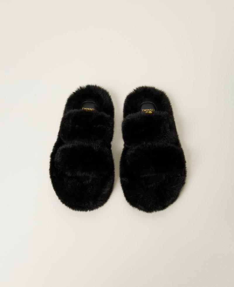Scee by twin set Sandali slide in faux fur Vendita Calda