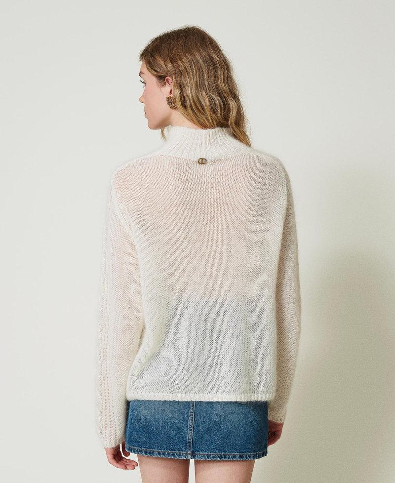Scee by twin set Maglia lupetto in lana e mohair con pizzo Vendita Economica