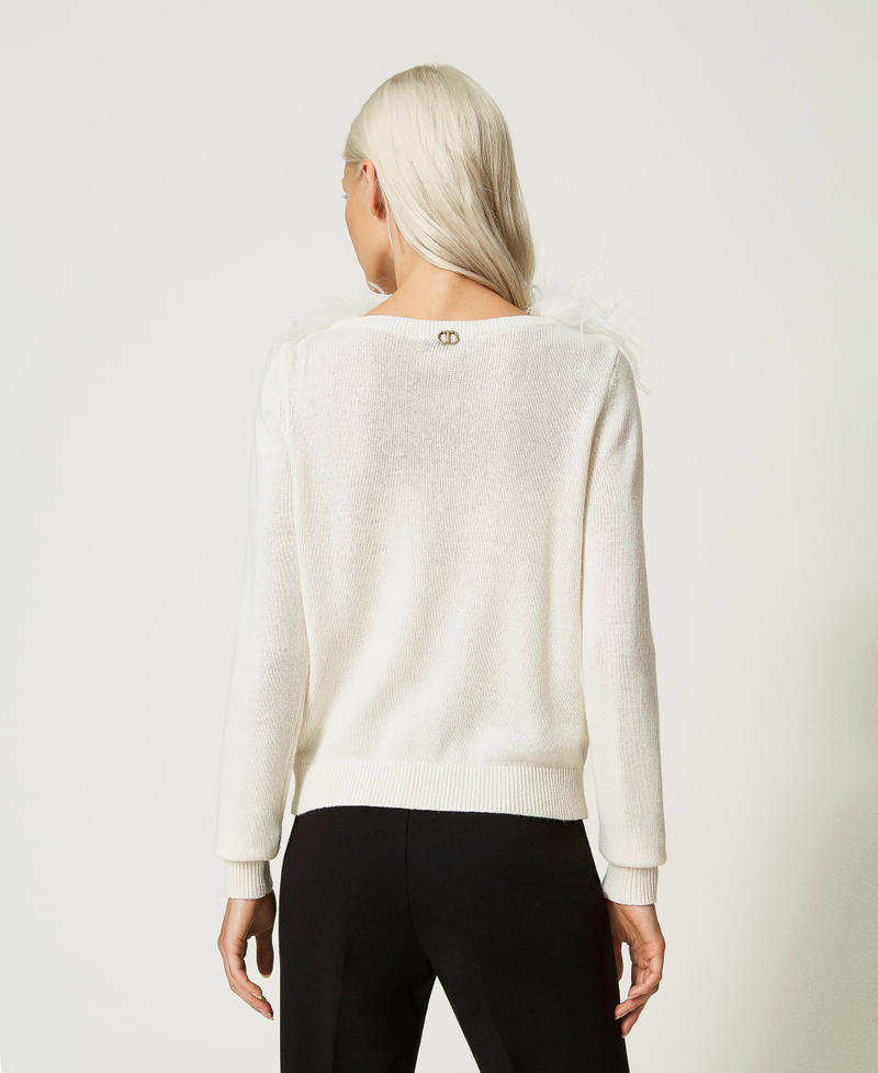 Scee by twin set Maglia regular in misto lana con piume In Saldo