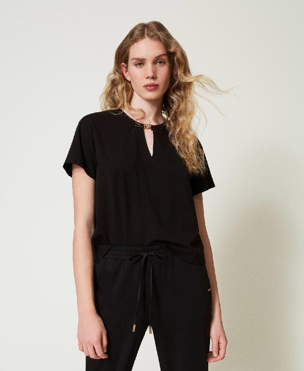 Scee by twin set T-shirt con morsetto a cuore Moda
