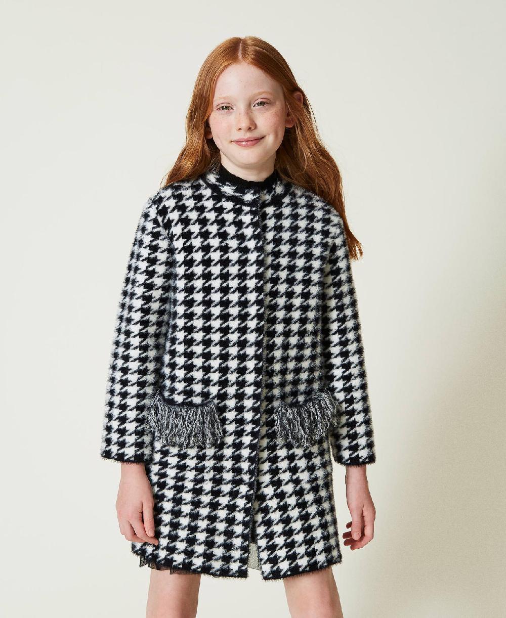 Scee by twin set Cappotto in maglia jacquard pied de poule Acquista Ora