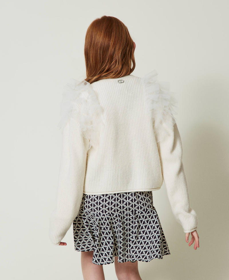 Scee by twin set Cardigan regular con balze in tulle Consegna Veloce