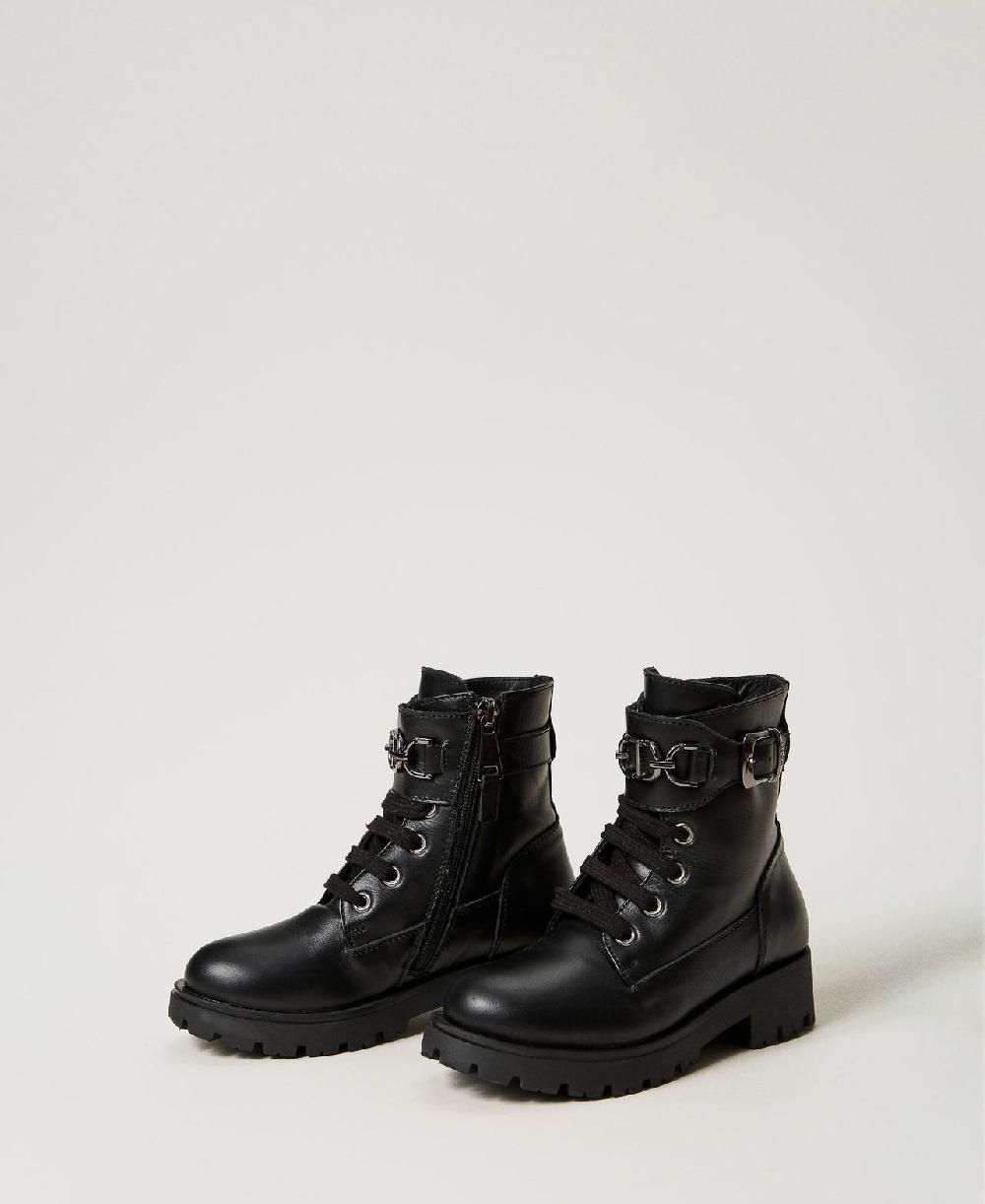 Scee by twin set Anfibi baby in pelle con cinturino Affare Del Giorno