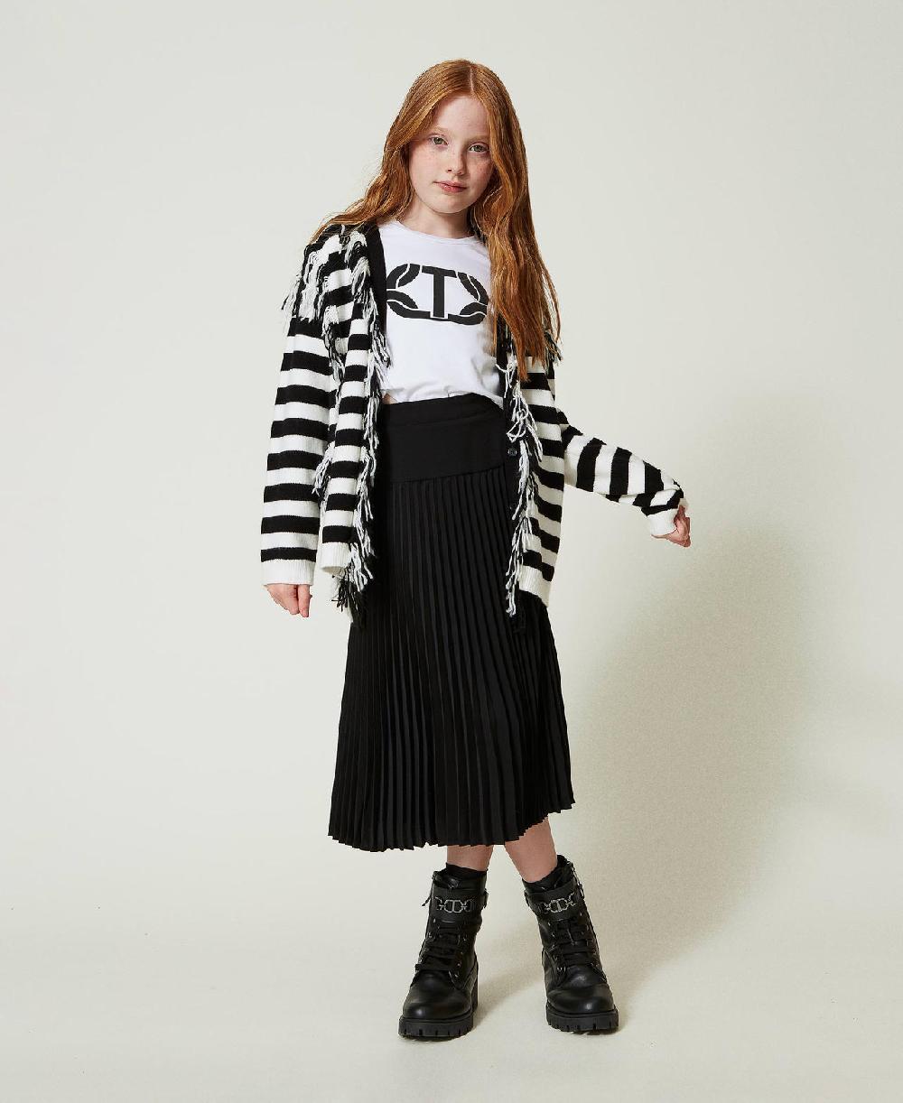 Scee by twin set Maxi cardigan in maglia a righe con frange Prezzo Ridotto