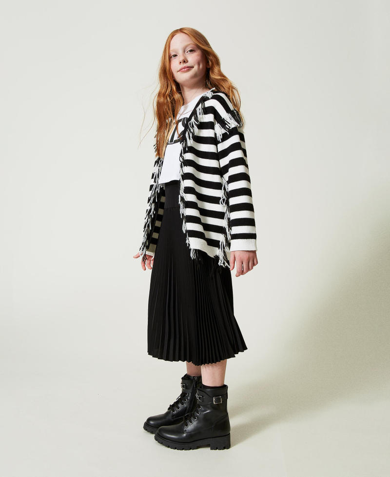 Scee by twin set Maxi cardigan in maglia a righe con frange Prezzo Ridotto