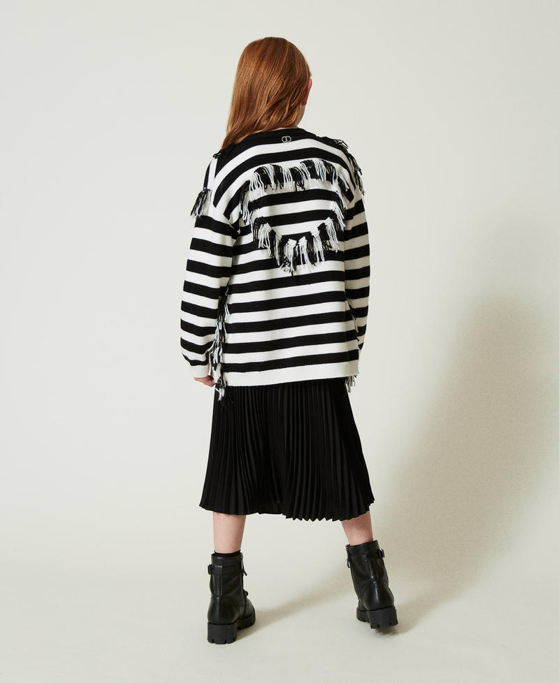 Scee by twin set Maxi cardigan in maglia a righe con frange Prezzo Ridotto