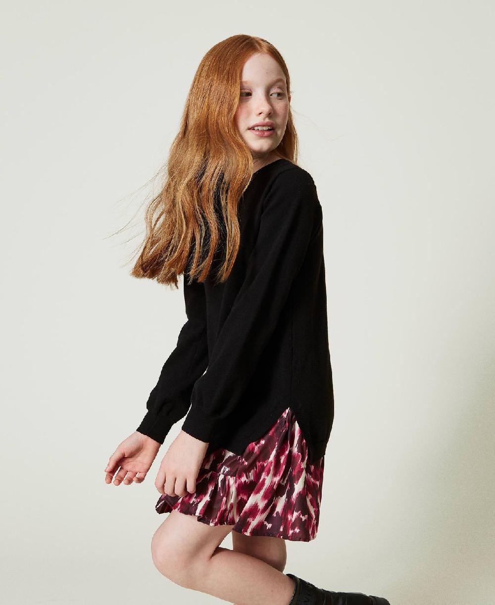 Scee by twin set Abito corto in maglia con inserto stampato Online