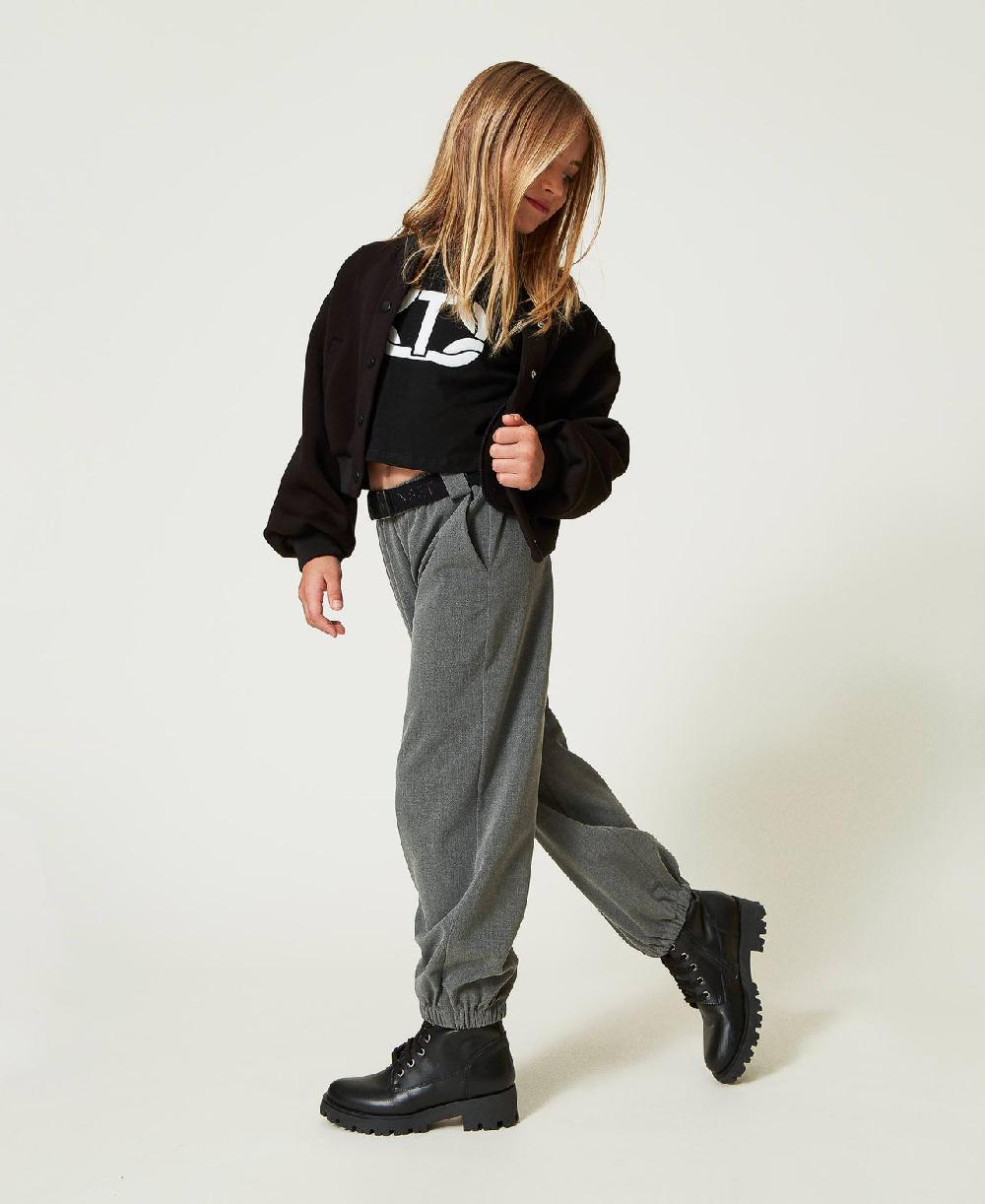 Scee by twin set Pantaloni joggers in flanella con cintura Outlet