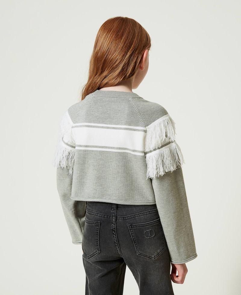 Scee by twin set Maglia con Oval T jacquard e frange In Vendita