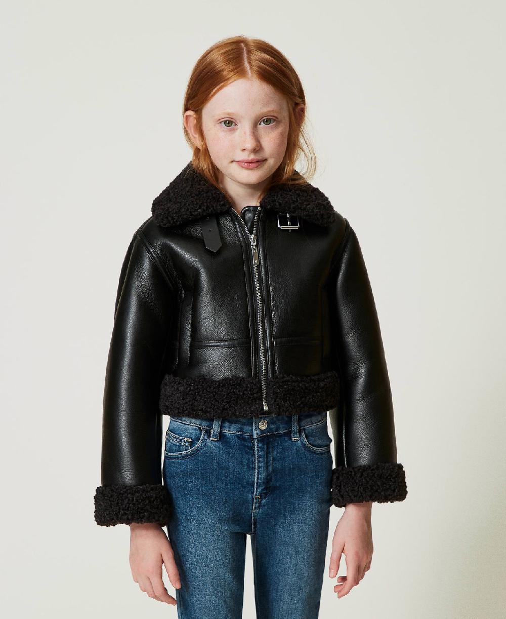 Scee by twin set Giacca aviatore con faux fur Offerte