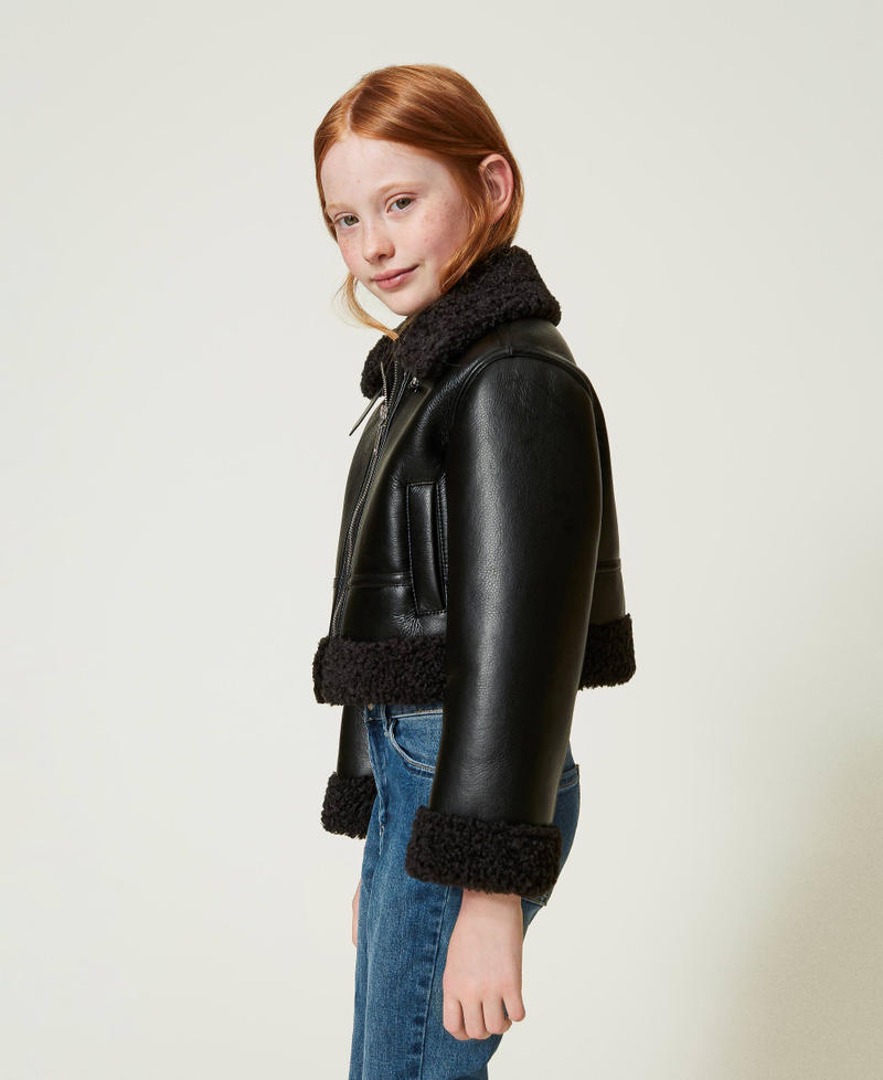 Scee by twin set Giacca aviatore con faux fur Offerte