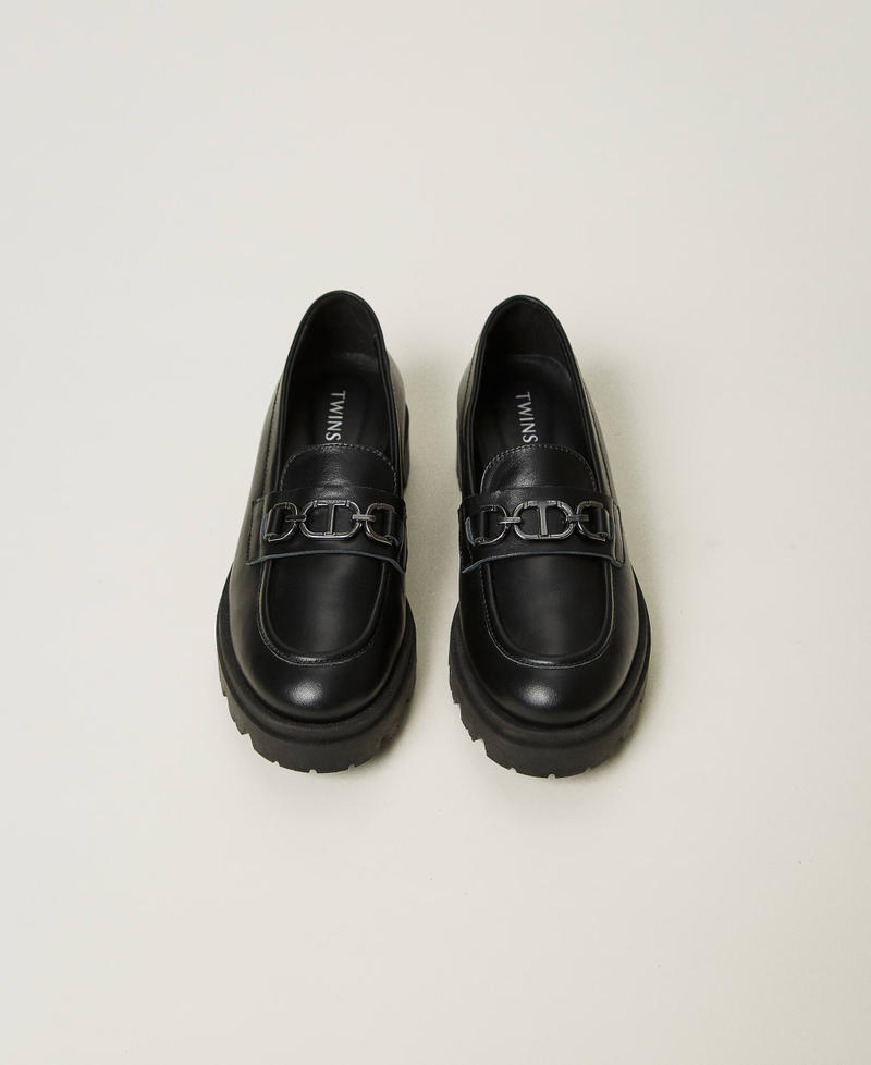 Scee by twin set Mocassini in pelle con Oval T Saldi Di Fabbrica