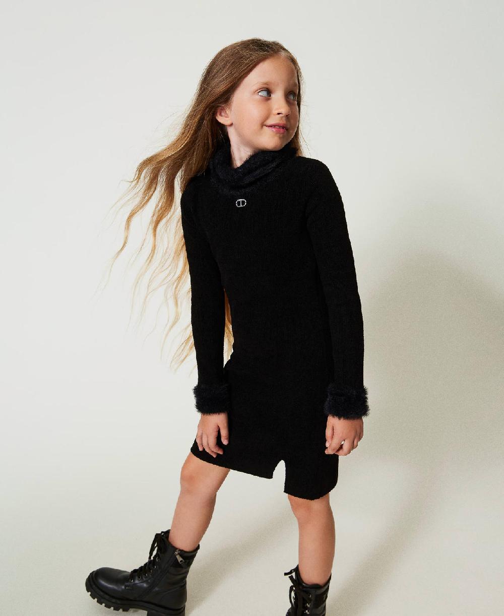 Scee by twin set Abito corto in maglia effetto pelliccia In Saldo