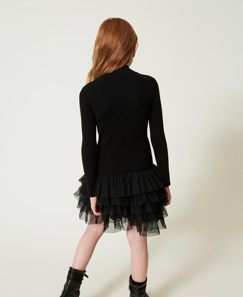 Scee by twin set Abito in maglia a costine con tulle In Linea