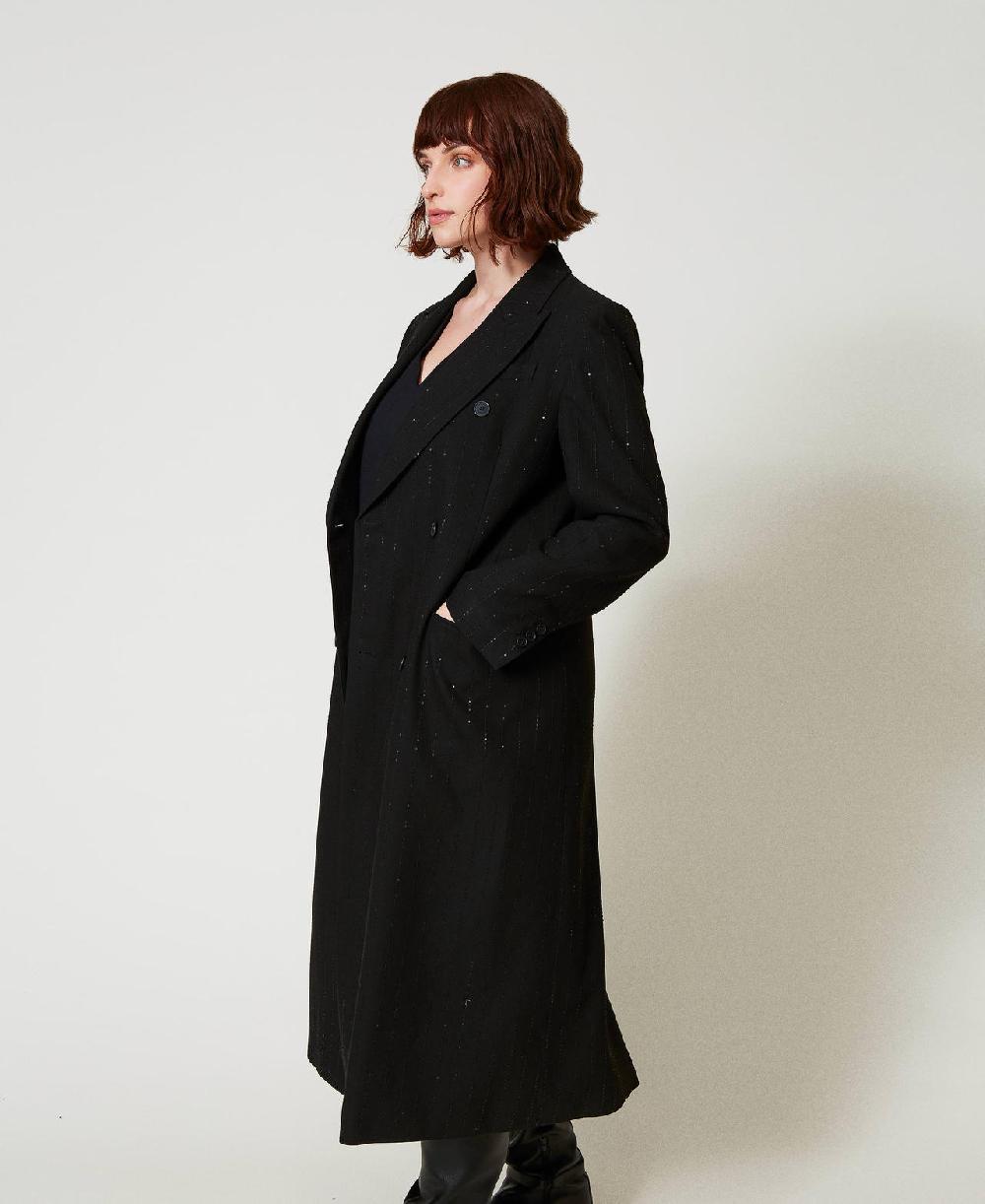 Scee by twin set Cappotto in panno con paillettes Prezzo Ridotto