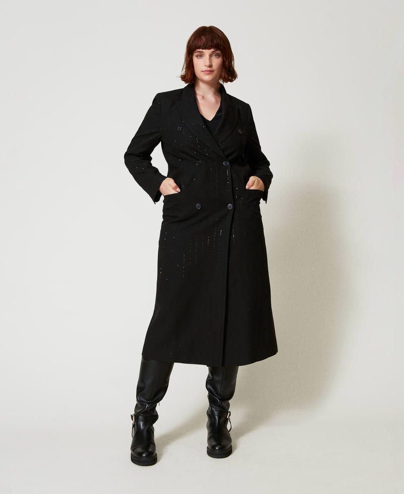 Scee by twin set Cappotto in panno con paillettes Prezzo Ridotto