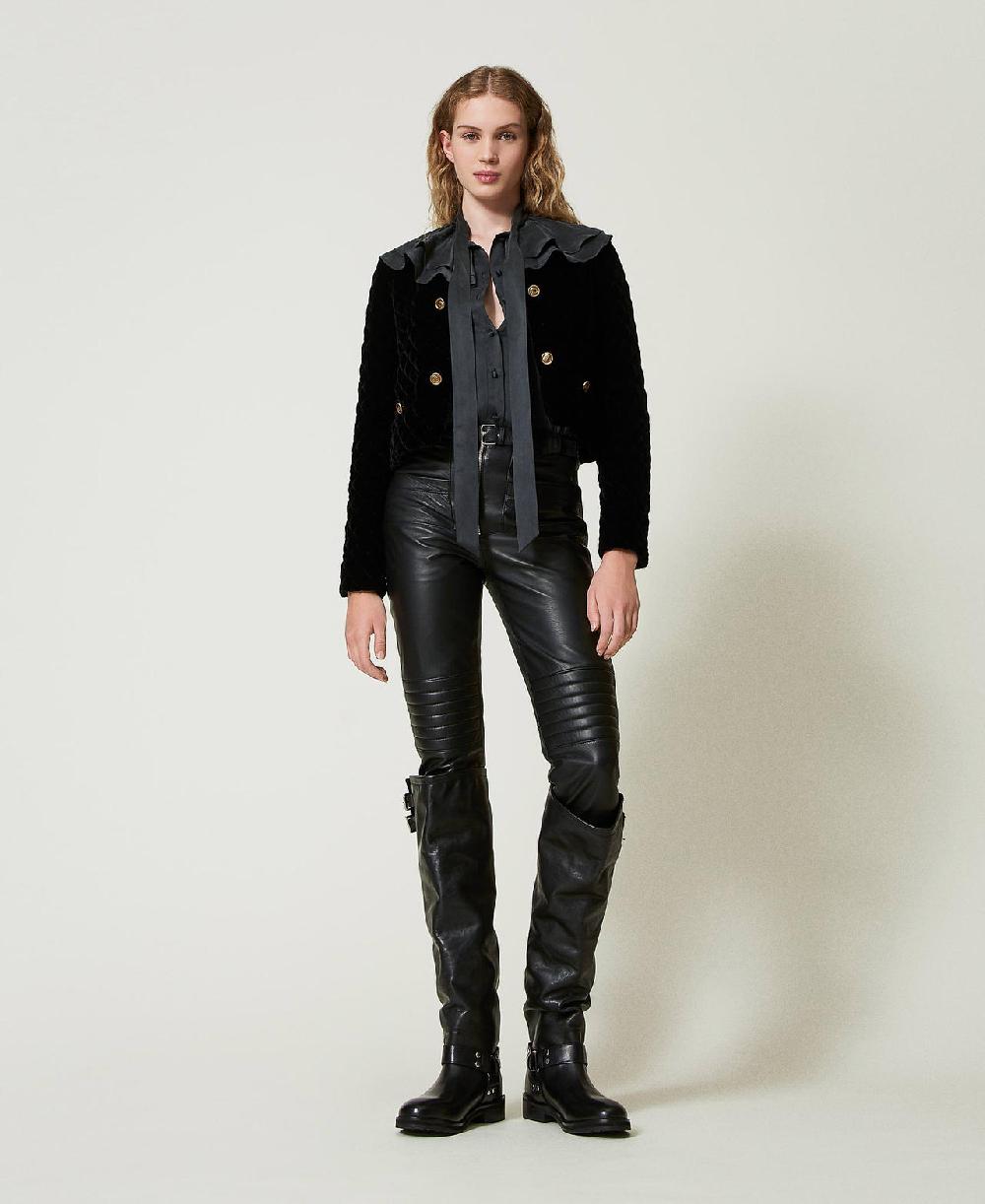 Scee by twin set Pantaloni biker 'Fairfax' in pelle In Vendita